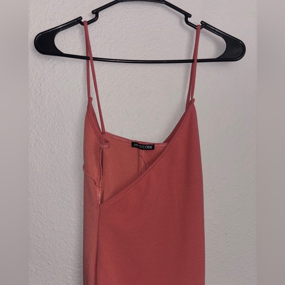 Vintage desert orange spaghetti strap top asymmetric fit ruffled back MIND CODE! - Picture 9 of 15